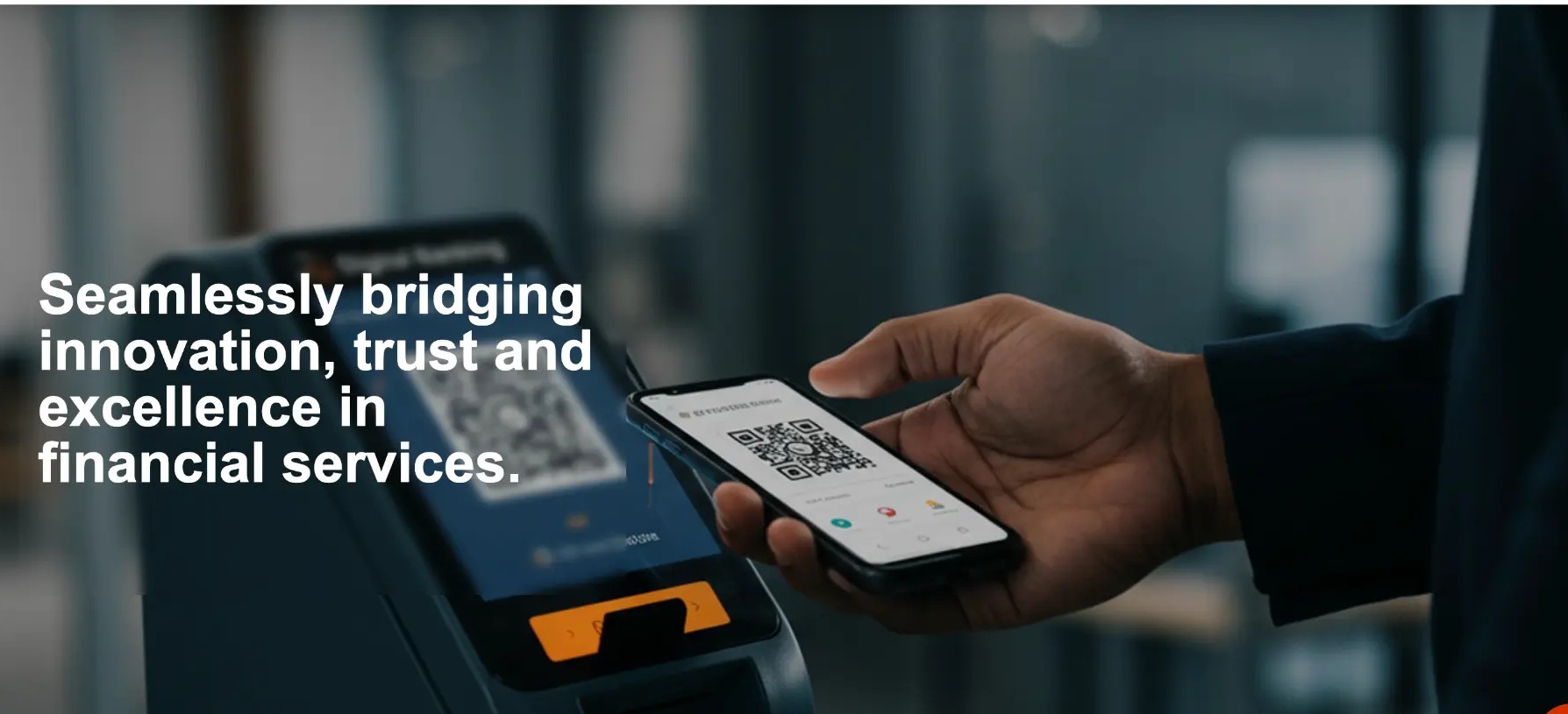Customer paying with a mobile banking app at a POS terminal